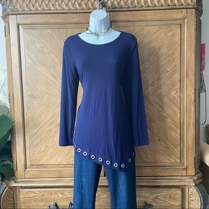 Soft Surroundings blue silver grommet T-shirt